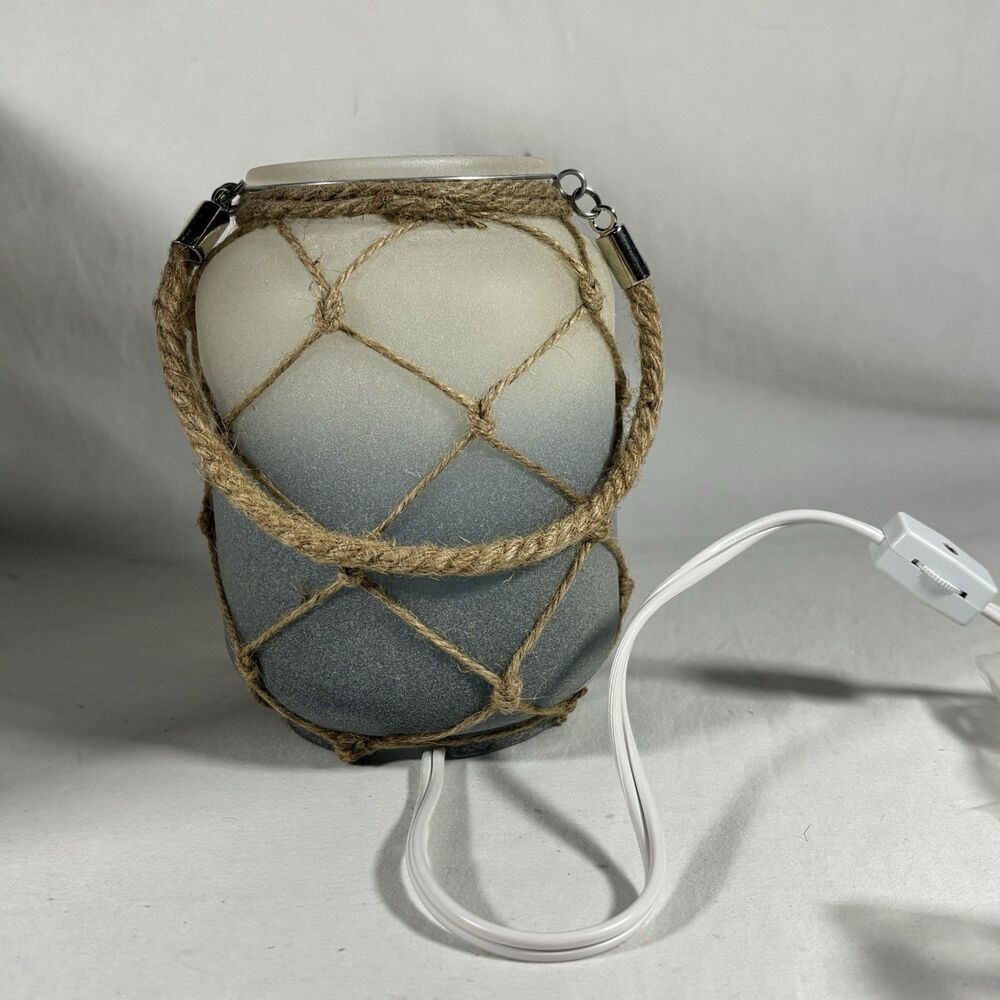 Scentsy Seas the Day Wax Warmer Frosted Glass Rope Net Coastal New In Box